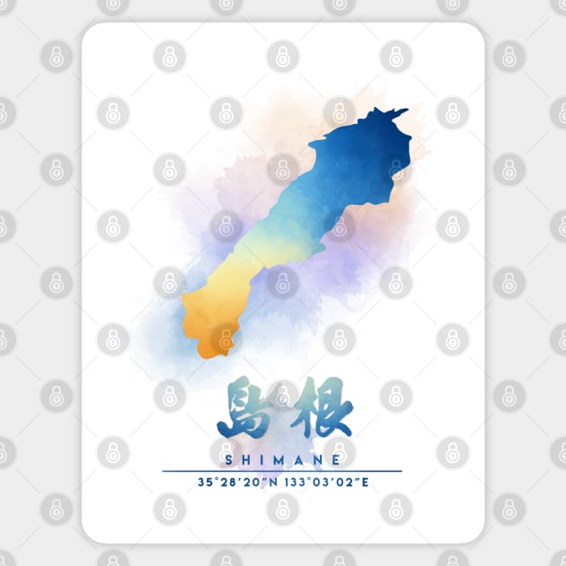 Shimane Japan Watercolor Map Sticker by Takeda_Art